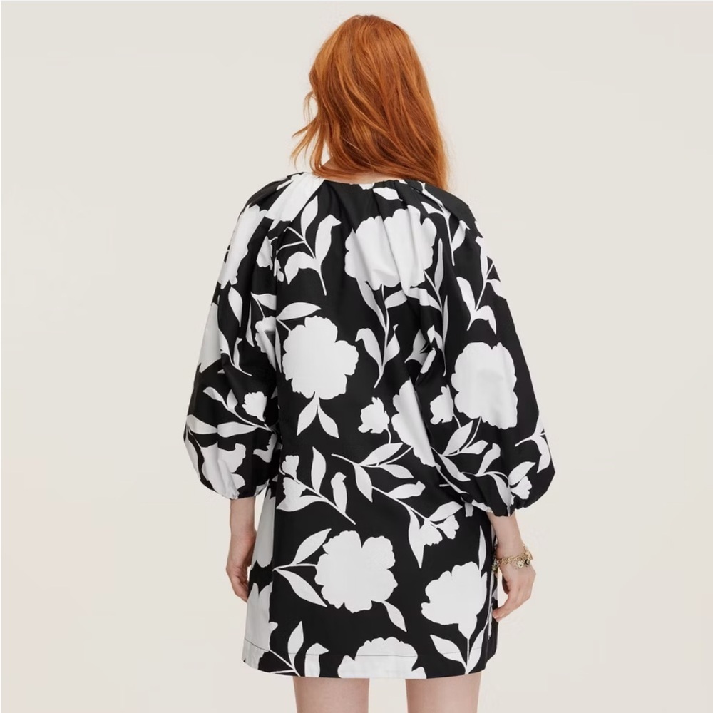 Kate Spade X Target Rose Poplin Black/White Long Sleeve Mini Dress NWT - Picture 2 of 7